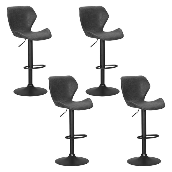 Artiss 4x Bar Stools Vintage Leather Gas Lift Black