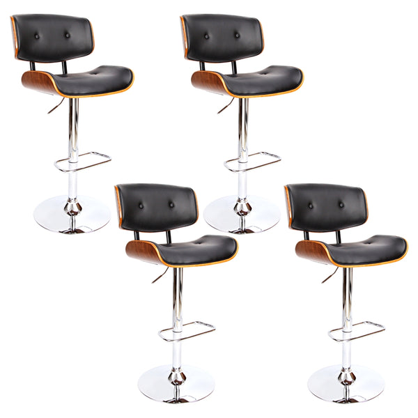 Artiss 4x Bar Stools Gas Lift Leather Black