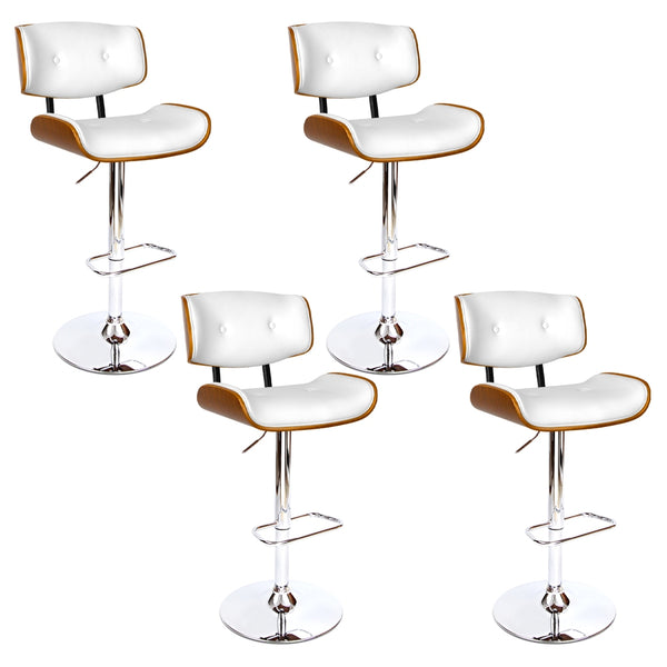 Artiss 4x Bar Stools Gas Lift Leather White