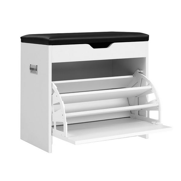 Artiss Shoe Rack Cabinet Bench 3-tier 15 Pairs White