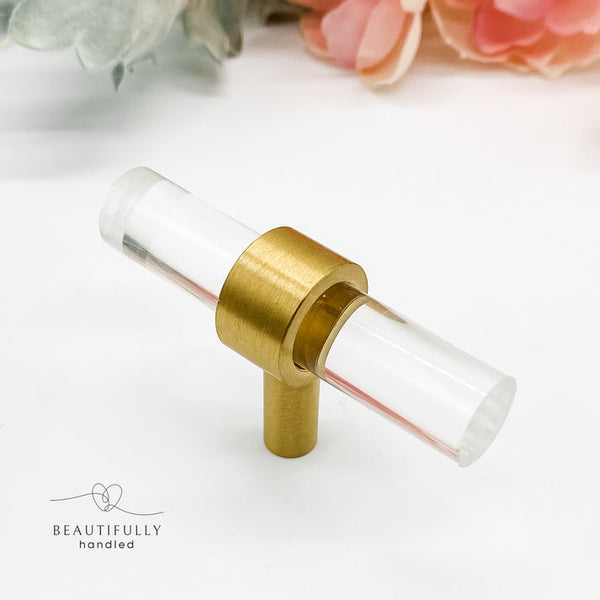 Clear Acrylic Drawer Handles With Brass Feet