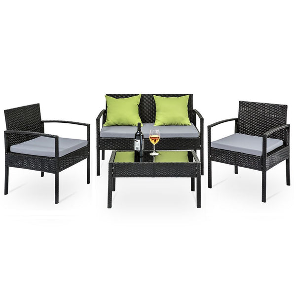 Gardeon Outdoor Sofa Set Wicker Lounge Setting Table and Chairs Patio Furniture