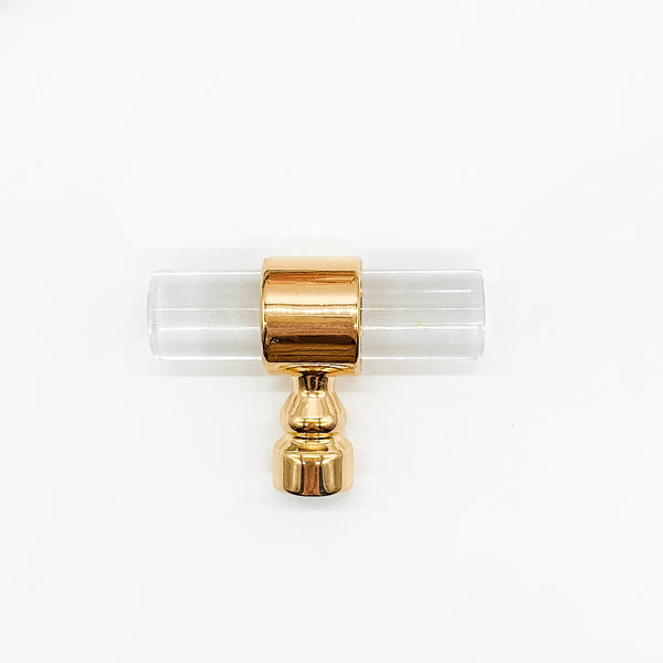 Gold-Trimmed Clear Acrylic T-Bar Handles