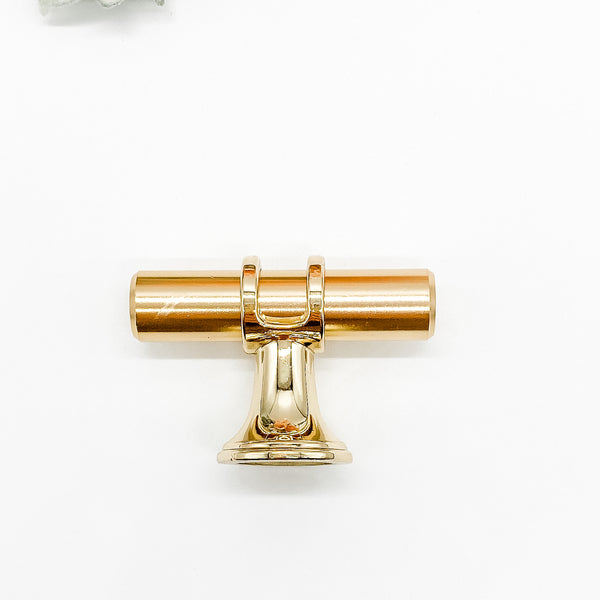 Gold Round T-Bar Pull Cabinet Handle