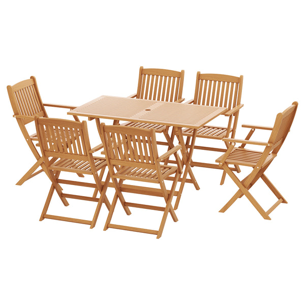 Gardeon Outdoor Dining Set 7 Piece Wooden Table Chairs Setting Foldable