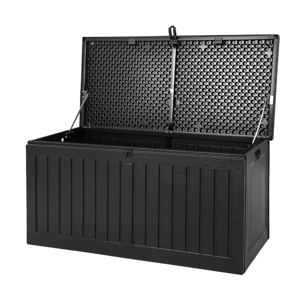 Gardeon Outdoor Storage Box 270L Container Lockable Garden Bench Tool Shed Black