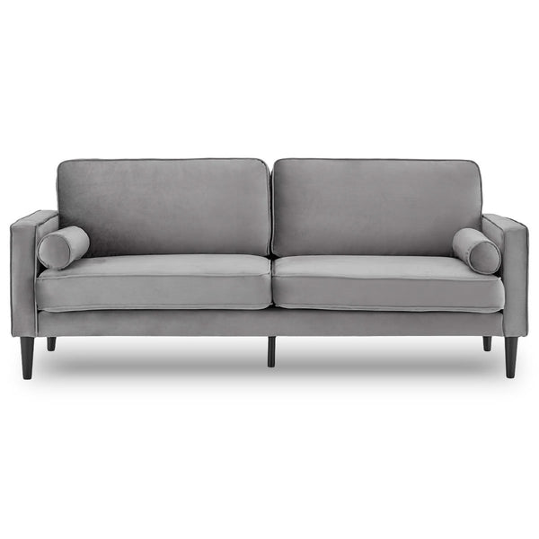 Sarantino Faux Velvet Sofa Bed Couch Furniture Lounge Suite Seat Grey