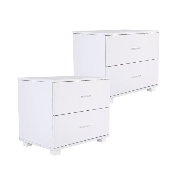 2X Bedside Table Side Storage Cabinet Nightstand Bedroom 2 Drawer Legs ETTA WHITE