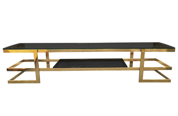 Alexa Gold TV Unit - Black Glass