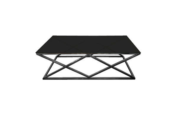 Alsea Coffee Table Black Base - Black Glass