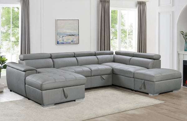 Plush Sleeper Modular Chaise Lounge - Light Grey