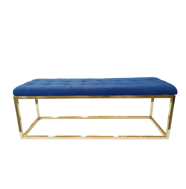 Holly Ottoman Gold Base - Blue Seat