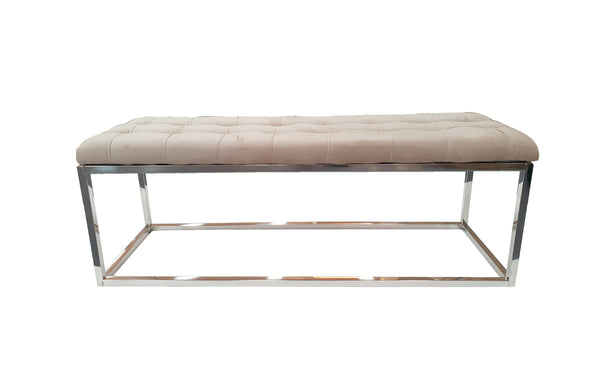 Holly Ottoman Silver Base -  Beige Seat