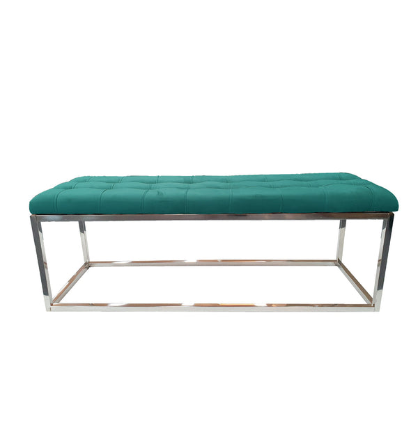 Holly Ottoman Silver Base -  Green Seat