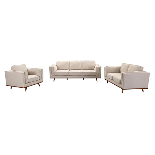 3+2+1 Seater Sofa Beige Fabric Lounge Set for Living Room Couch with Wooden Frame