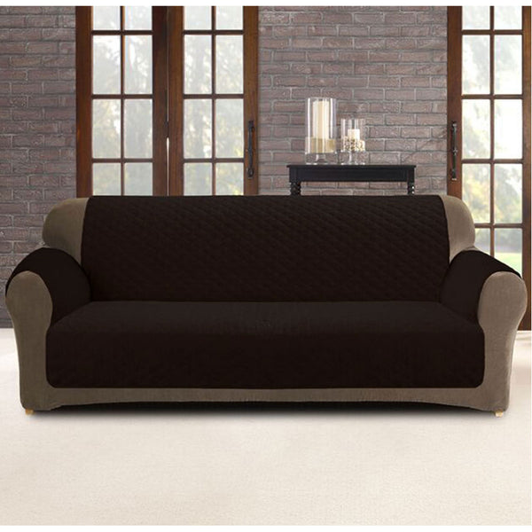 Custom Fit Sofa Cover Protector Two Seater Coffee (Chocolate)