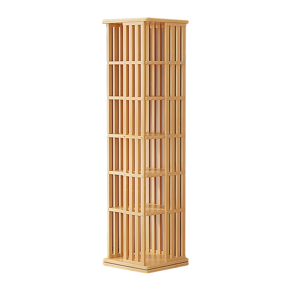 360 Rotating Bookshelf Bamboo Storage Display Rack Shelving in Wood