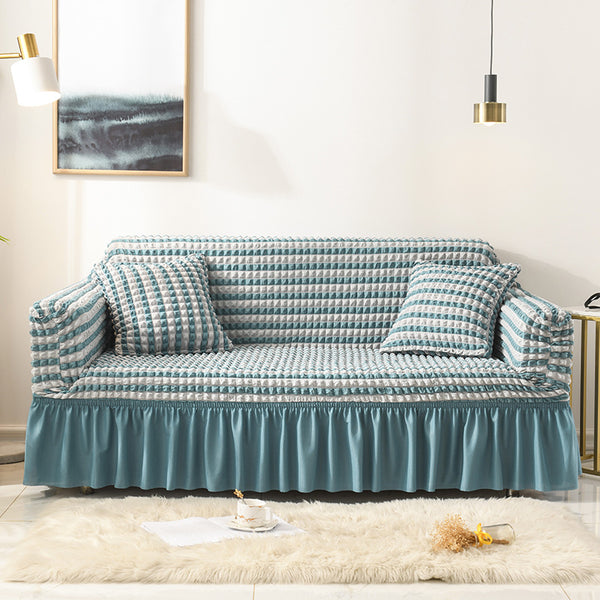 Elastic sofa cover-two-color blue (145-185cm)