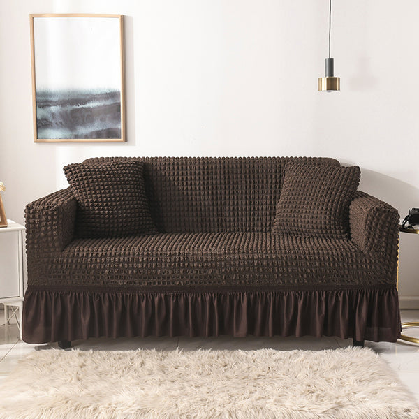 Elastic sofa cover coffee color  (145-185cm)