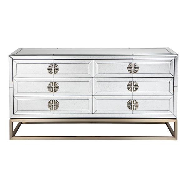 Rochester 6 Drawer Mirrored Chest - Sweet Pea Interiors