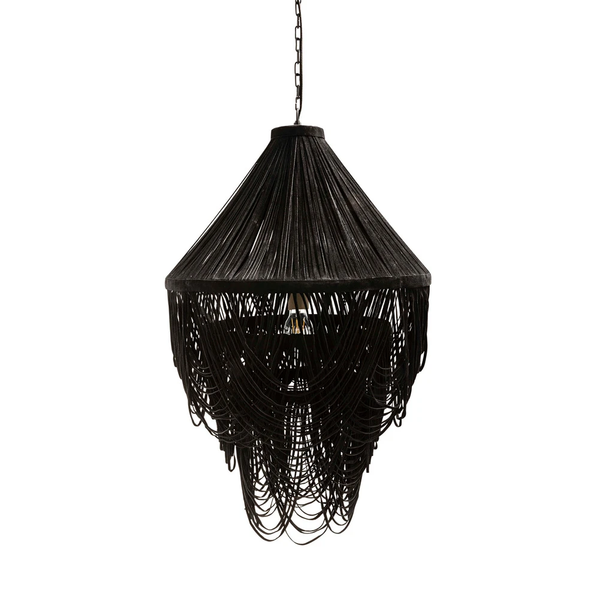 Yumi Black Suede Leather Chandelier - Sweet Pea Interiors